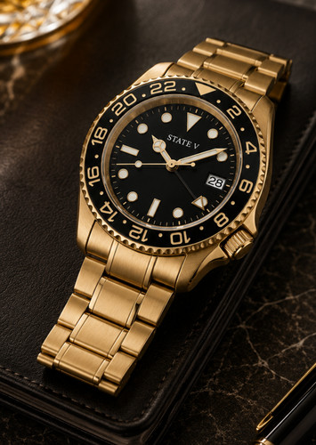 State men watch black dial - watch,