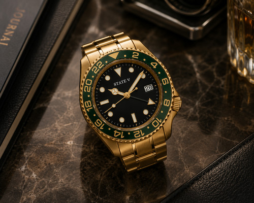 State men watch black dial - men's,