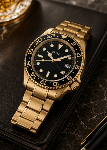 State men watch black dial - v, men's