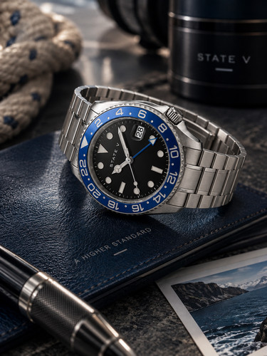 State men watch black dial - v,
